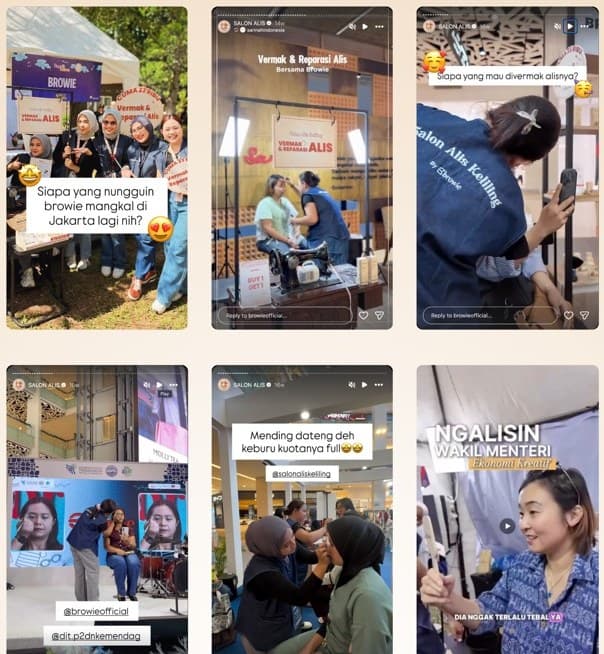 Story Instagram browie: antrean ramai di berbagai event, bahkan mengerjakan alis Wakil Menteri