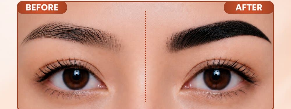 Perbandingan alis sebelum dan sesudah pakai browie Brow Tint Henna Alis