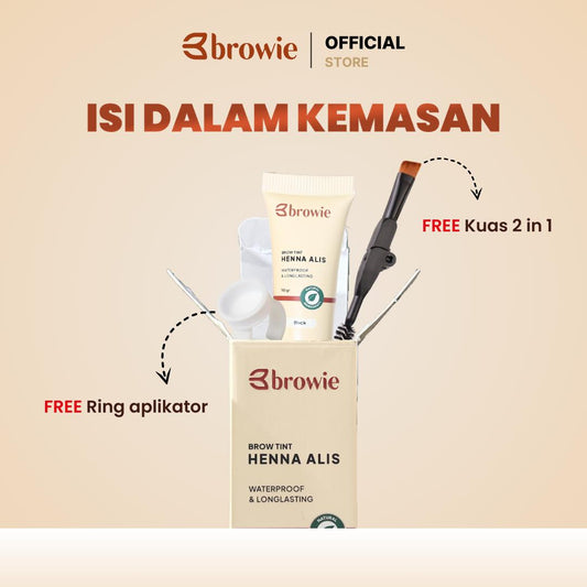 [BPOM & Halal] browie Brow Tint Henna Alis + Cetakan Alis Tali | eyebrow waterproof gel | Eyebrow Waterprooft Longlasting Black/ Brown / Dark brown Bukan Pensil / Powder alis