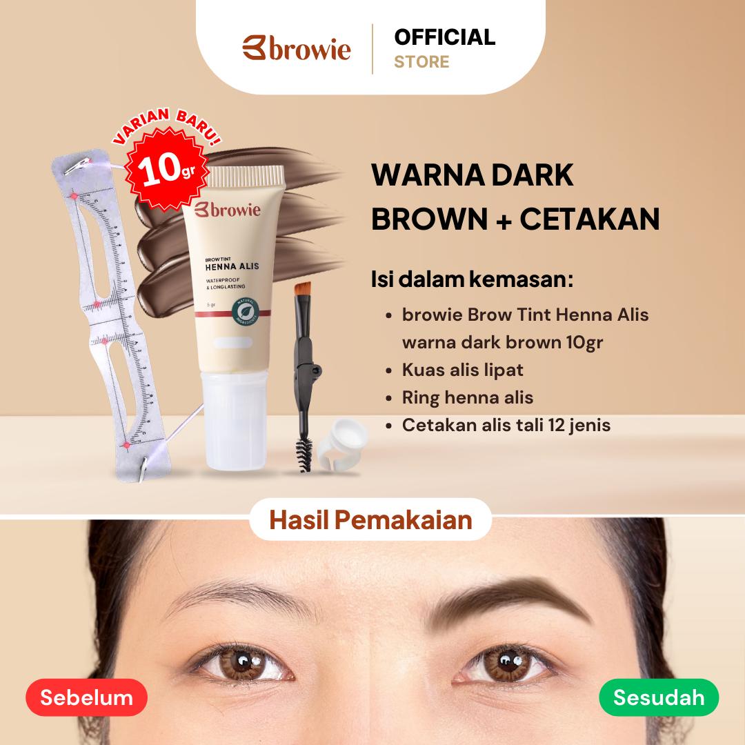 [BPOM & Halal] browie Brow Tint Henna Alis + Cetakan Alis Tali | eyebrow waterproof gel | Eyebrow Waterprooft Longlasting Black/ Brown / Dark brown Bukan Pensil / Powder alis