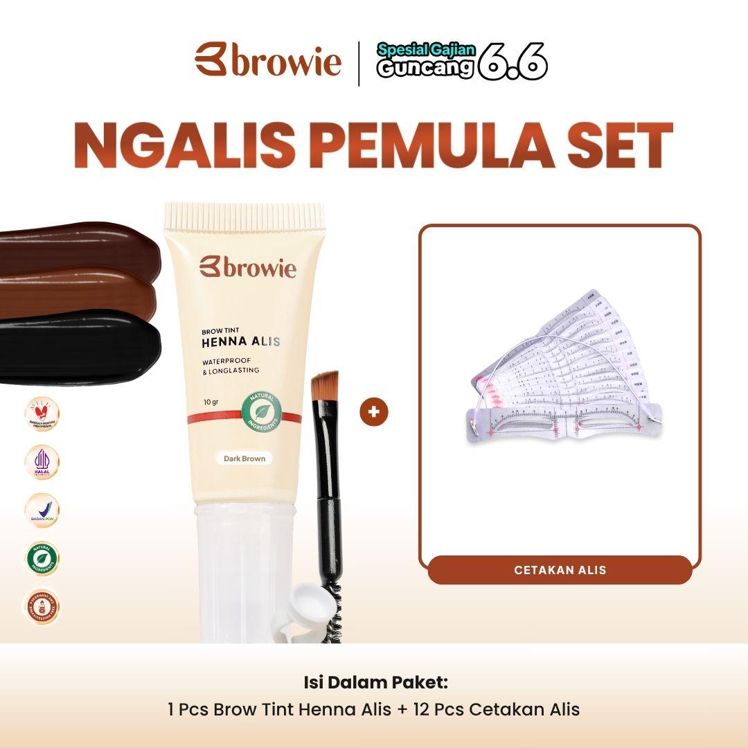 [BPOM & Halal] browie Brow Tint Henna Alis + Cetakan Alis Tali | eyebrow waterproof gel | Eyebrow Waterprooft Longlasting Black/ Brown / Dark brown Bukan Pensil / Powder alis