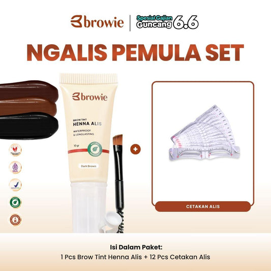 [BPOM & Halal] browie Brow Tint Henna Alis + Cetakan Alis Tali | eyebrow waterproof gel | Eyebrow Waterprooft Longlasting Black/ Brown / Dark brown Bukan Pensil / Powder alis